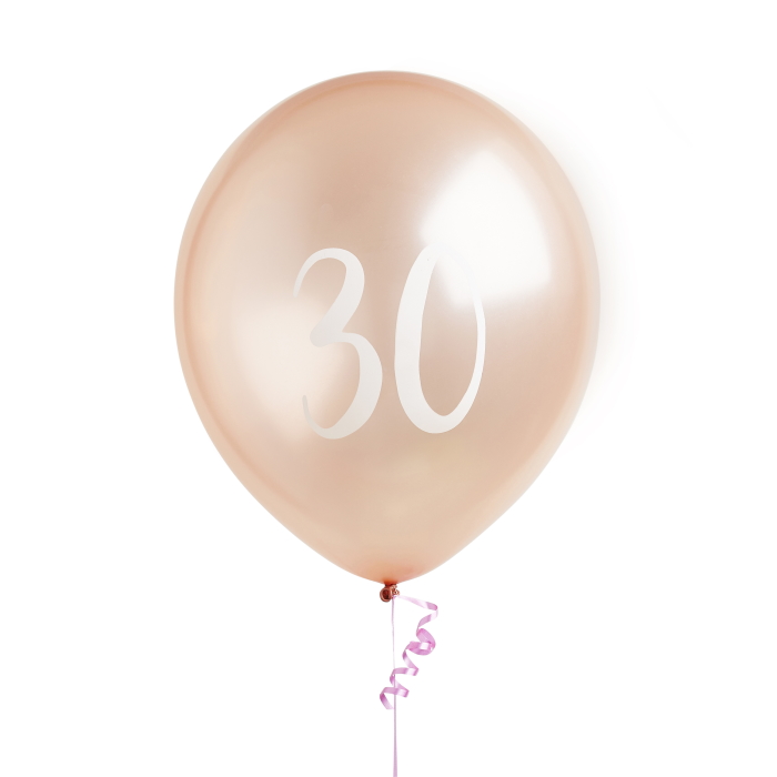 Rose Gold 30th Birthday Latex Balloons Pack of 5 image 2